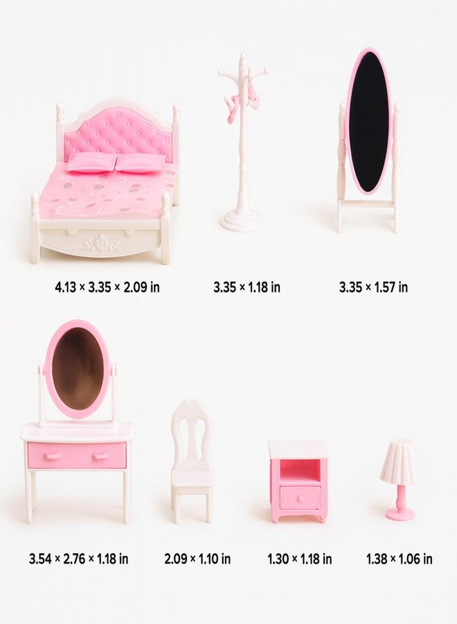 OLEOCA Family Bedroom Doll House - Cozy Cabin with Bunny Figure, Bed, Vanity & Accessories, Complete Modular Dollhouse Playset for Creative Pretend Play Ages 3+ - Image 5
