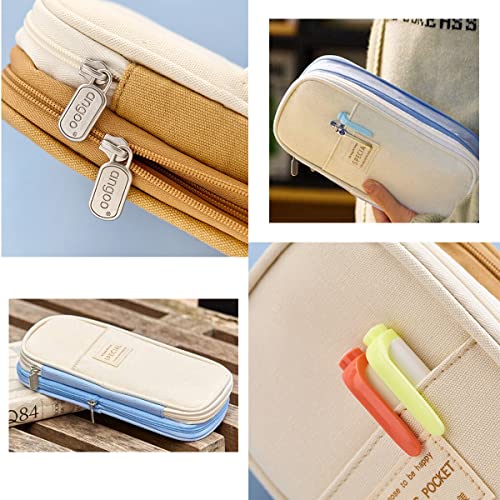 EHOPE Big Capacity Pencil Pen Case Office Large Storage High Capacity Bag Pouch Holder Box Organizerfor Office Travel Holder Box(Light Blue) - Image 5