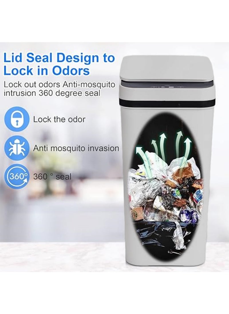 Rock Pow Smart Waste Bin Inductive Trash Can Touchless Bathroom Trash Can with Lid Motion Sensor Waterproof Garbage Bin 12L Narrow Small Automatic Trash Can for Kitchen Bedroom Office Toilet  - Image 3