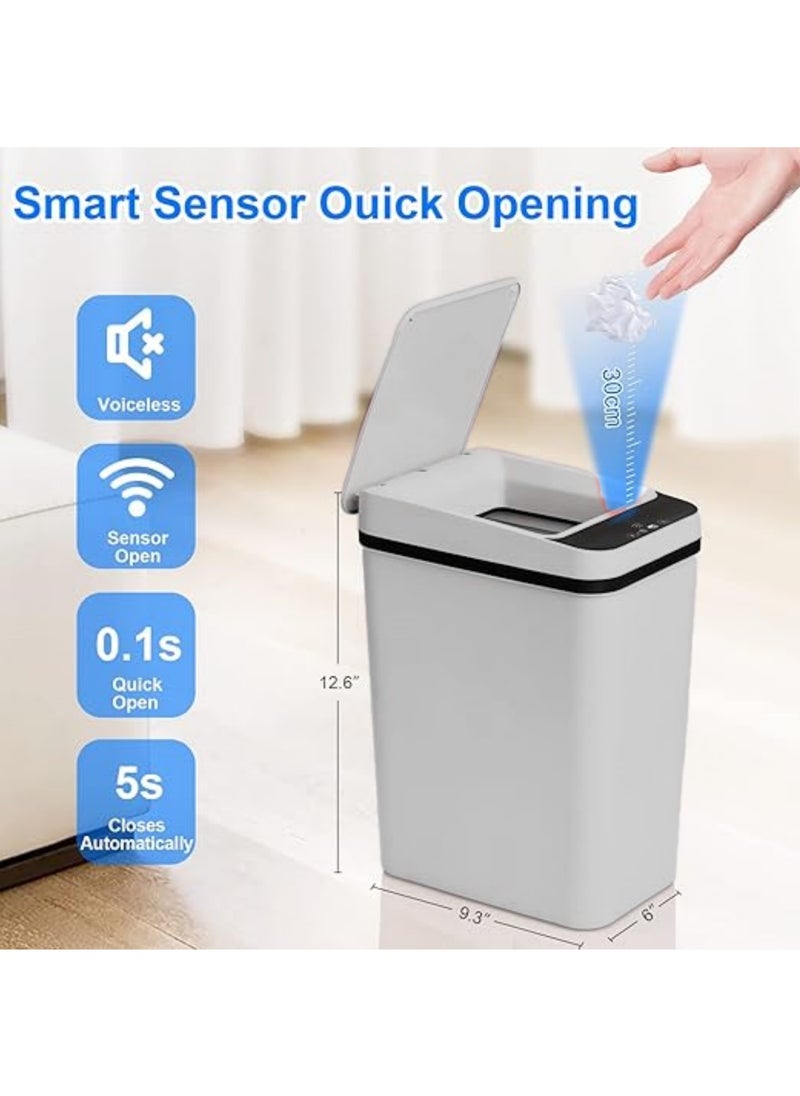 Rock Pow Smart Waste Bin Inductive Trash Can Touchless Bathroom Trash Can with Lid Motion Sensor Waterproof Garbage Bin 12L Narrow Small Automatic Trash Can for Kitchen Bedroom Office Toilet  - Image 1