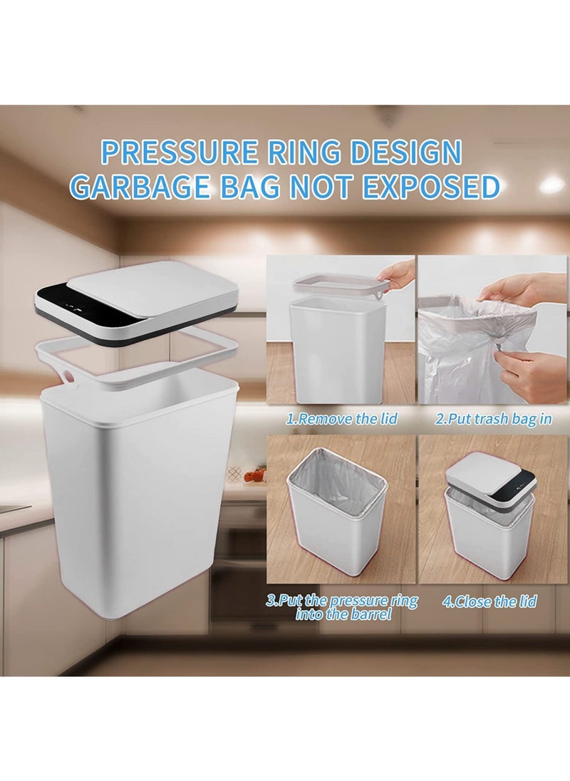 Rock Pow Smart Waste Bin Inductive Trash Can Touchless Bathroom Trash Can with Lid Motion Sensor Waterproof Garbage Bin 12L Narrow Small Automatic Trash Can for Kitchen Bedroom Office Toilet  - Image 5