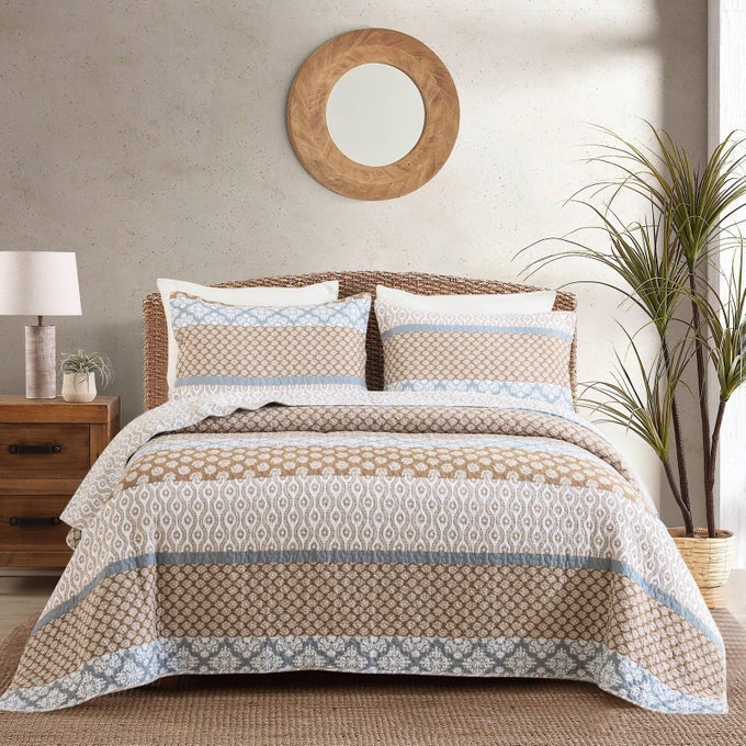 QUILT KING SIZE KING QUILT SET 100 COTTON FLORAL QUILT KING QUILT BEDDING SET BEDSPREADS PATCHWORK REVERSIBLE LIGHTWEIGHT COMFORTER BED SPREAD FOR ALL SEASON BROWNGRAY 3 PIECES