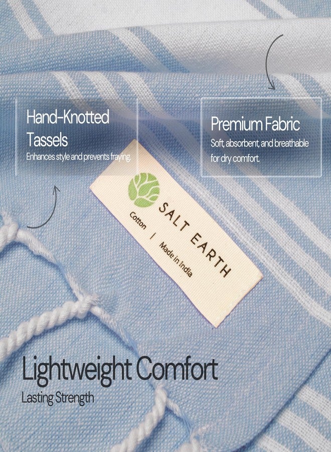Salt Earth منشفة شاطئ تركية من قطن سالت إيرث، مجموعة من 4 - 36" × 72" مناشف استحمام كبيرة، منشفة سريعة الجفاف، مستلزمات الحمام والشاطئ، صالة الألعاب الرياضية، سريعة الجفاف للاستحمام، مناشف كبيرة خفيفة الوزن للجميع (أزرق سماوي) - Image 2