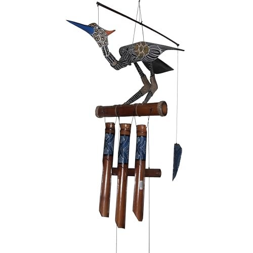Cohasset Gift & Garden Aurora Bobbing Head Bird Bamboo Wind Chime - Exquisite Handcrafted Outdoor Decor,Gentle Melodic Tones for Zen Garden Eco-Friendly Bamboo&Coconut Wood Animated Movement in Breeze - Image 5