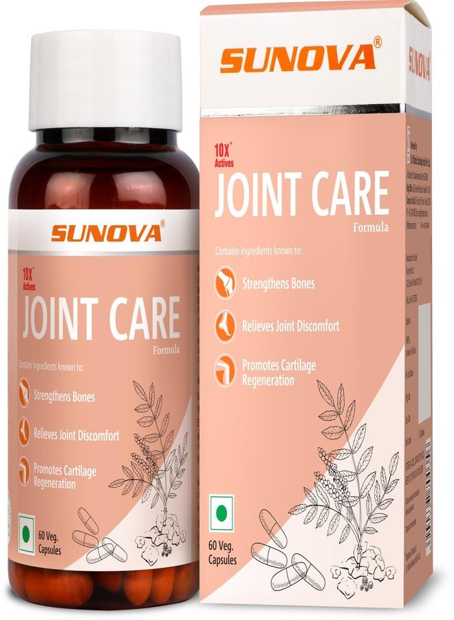SUNOVA Joint Care Capsules, A Joint Health Support Supplement Made with Boswellia Serrata Extract and 30% AKBA for Strengthening Bones and Relieving Joint Discomfort, 60 Veg Capsules x Pack of 2 - Image 1