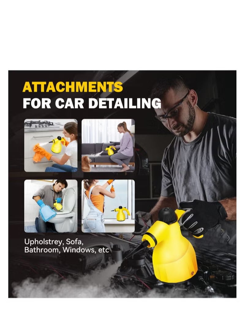 Portable Handheld Steam Cleaner 1000W Power 300kpa High Pressure Steam Cleaner with 9 Accessories & 350ml Water Tank for Sofa, Kitchen Home, Car and Windows Cleaning, Black - Image 2