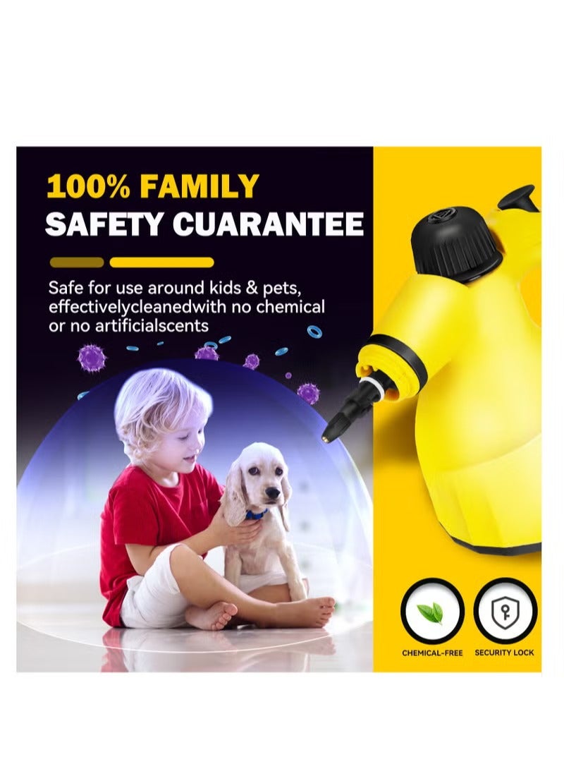 Portable Handheld Steam Cleaner 1000W Power 300kpa High Pressure Steam Cleaner with 9 Accessories & 350ml Water Tank for Sofa, Kitchen Home, Car and Windows Cleaning, Black - Image 5