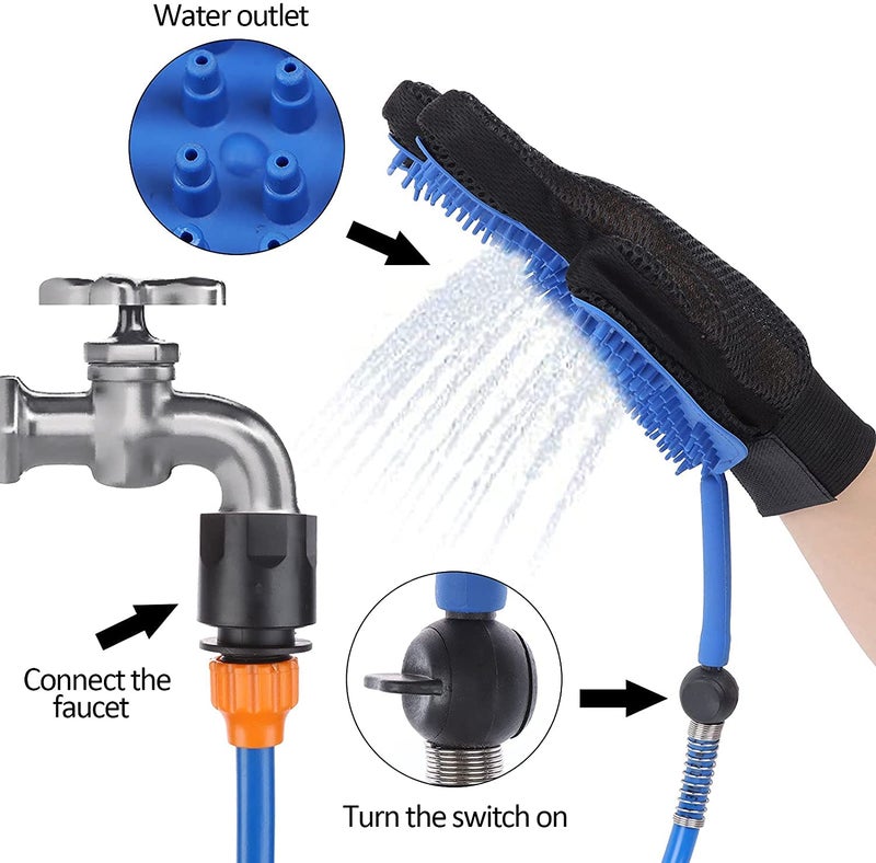 Ostin 4-in-1 Dog Bath Brush, Pet Shower Head, Dog Bath Brush with 2.1 Metres PVC Hose and 3 Hose Adapters, Dog Brushes for Scrubbing, Massaging and Care - Image 3