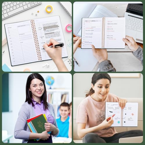 Thboxes Undated Daily Planner with Hourly Schedule, 5.71" X 8.35" Daily To DO List Noteboook Set Goals A5 Daily Personal Organizer Notepad for School Work Office Improve Efficiency Planner, Green - Image 5