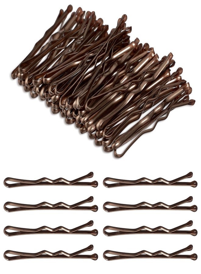 DOPENSPI 50Count Mini Bobby Pins, 1.38 Inch Small Hair Bobby Pins Wavy Hair Pin Metal Brown HairPin HairAccessories for Women All HairTypes - Image 1
