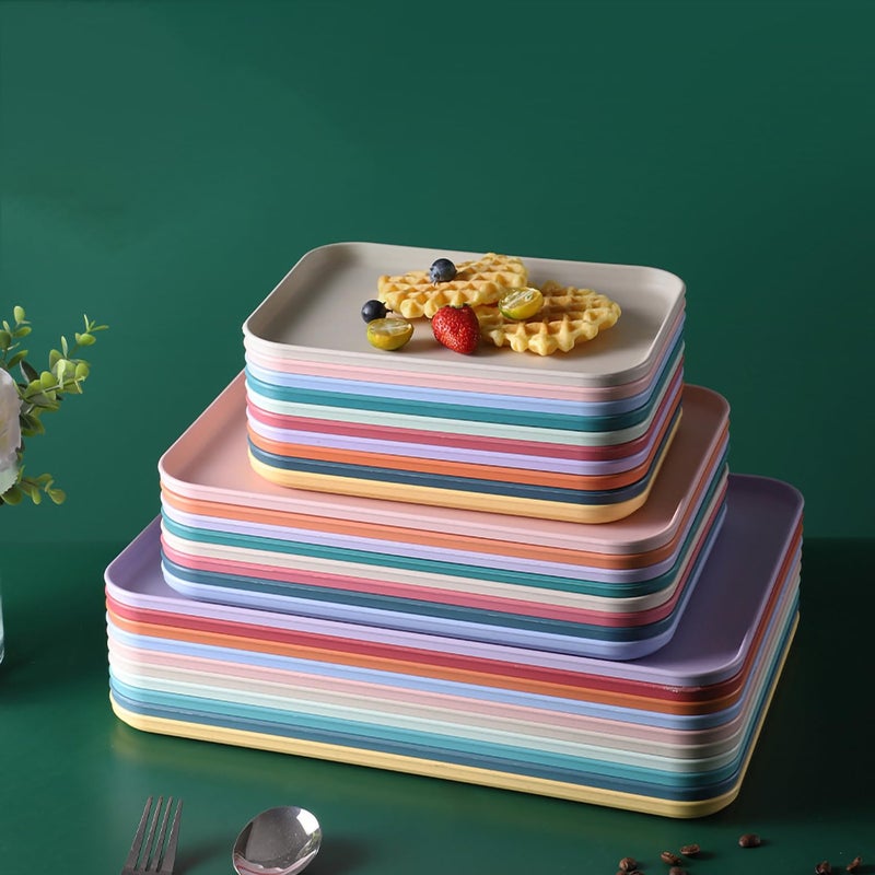 P-Plus International Coffee Table Tray, Ottoman Tray, Drinks Serving Platter Buffet Trays Large Bed Trays Stackable Casserole Serving Platter Ottoman Plates (25cm+38cm, Random Color, Pack of 4) - Image 4