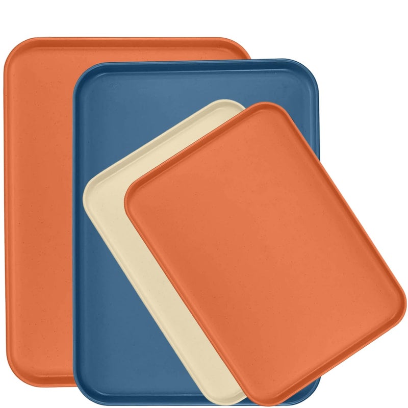 P-Plus International Coffee Table Tray, Ottoman Tray, Drinks Serving Platter Buffet Trays Large Bed Trays Stackable Casserole Serving Platter Ottoman Plates (25cm+38cm, Random Color, Pack of 4) - Image 1