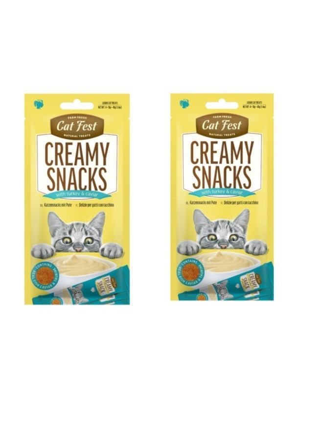 Cat Fest 2 PCS -Cat Fest Creamy Snacks- Turkey With Caviar 4x10g - Image 1