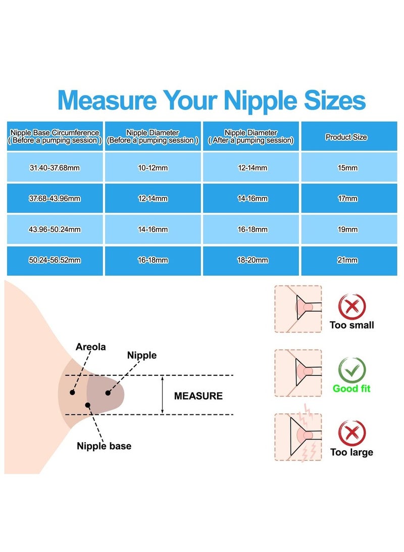 عبوة من 9 قطع من حشوات المضخة متوافقة مع Momcozy، مضخة يمكن ارتداؤها لمنتجات TSRETE/Spectra/Medela تتضمن صمام Duckbill مع غشاء سيليكون 13/15/17/19/21 مم - Image 4