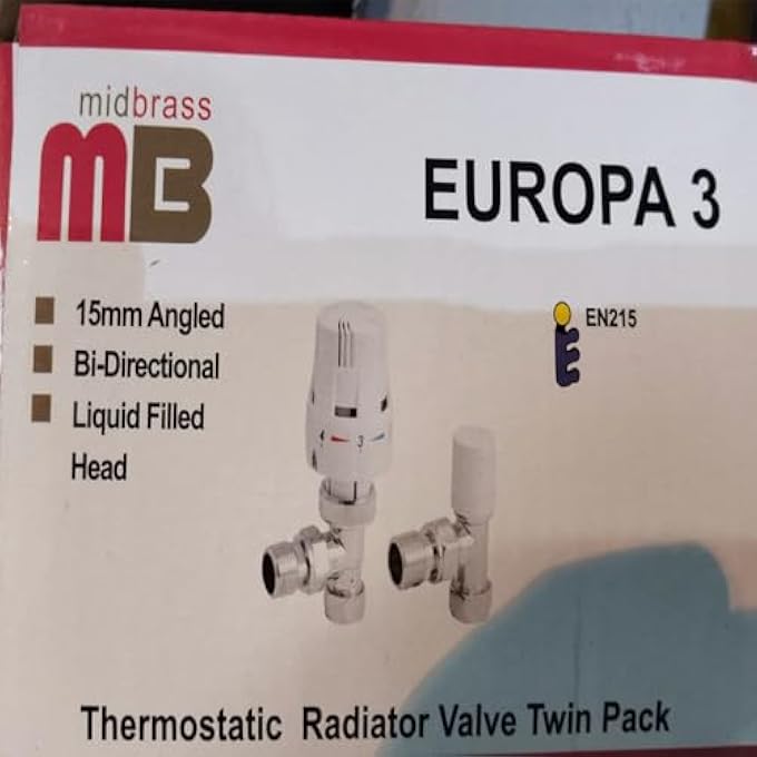 TRV THERMOSTATIC RADIATOR VALVE AND LOCKSHIELD | 1/2INCH X 15MM RADIATOR VALVE THERMOSTATIC | ANGLED RADIATOR THERMOSTAT VALVE TWINPACK WITH 10MM REDUCERS- WHITE - Image 2