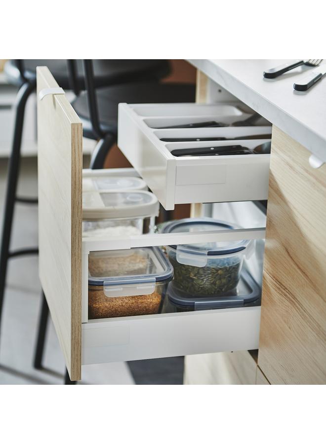 زبون برطمان طعام جاف مع غطاء، شفاف/أبيض، سعة 1.3 لتر - Image 3