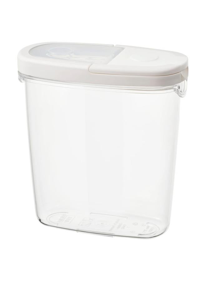 زبون برطمان طعام جاف مع غطاء، شفاف/أبيض، سعة 1.3 لتر - Image 1