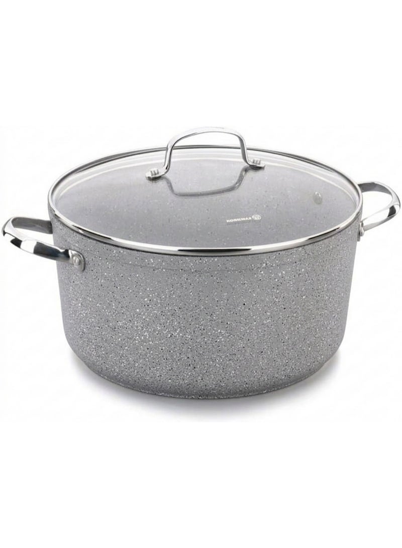Korkmaz Granita Forged Aluminium Casserole Pot With Glass Lid 24X12.5Cm 5L - Image 2