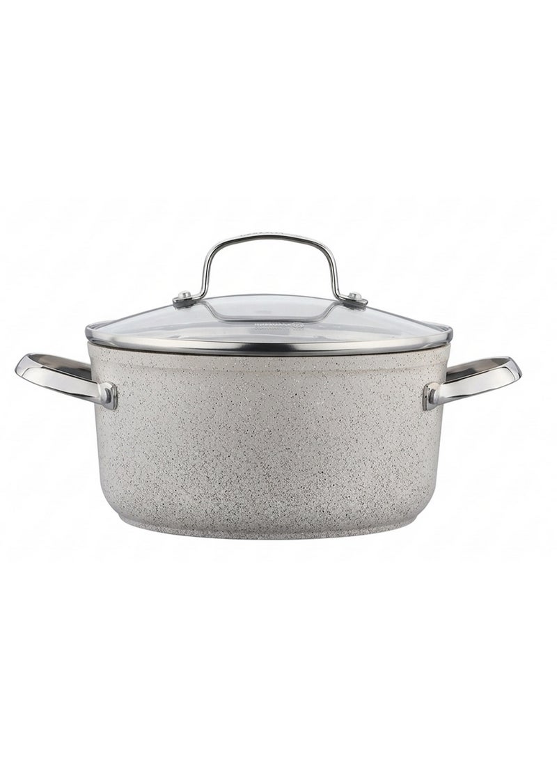 Korkmaz Granita Forged Aluminium Casserole Pot With Glass Lid 24X12.5Cm 5L - Image 3