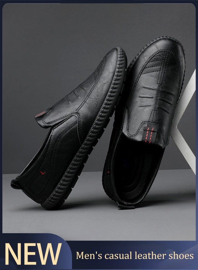 Purely hand-stitched casual leather slip-on men's shoes - Image 2