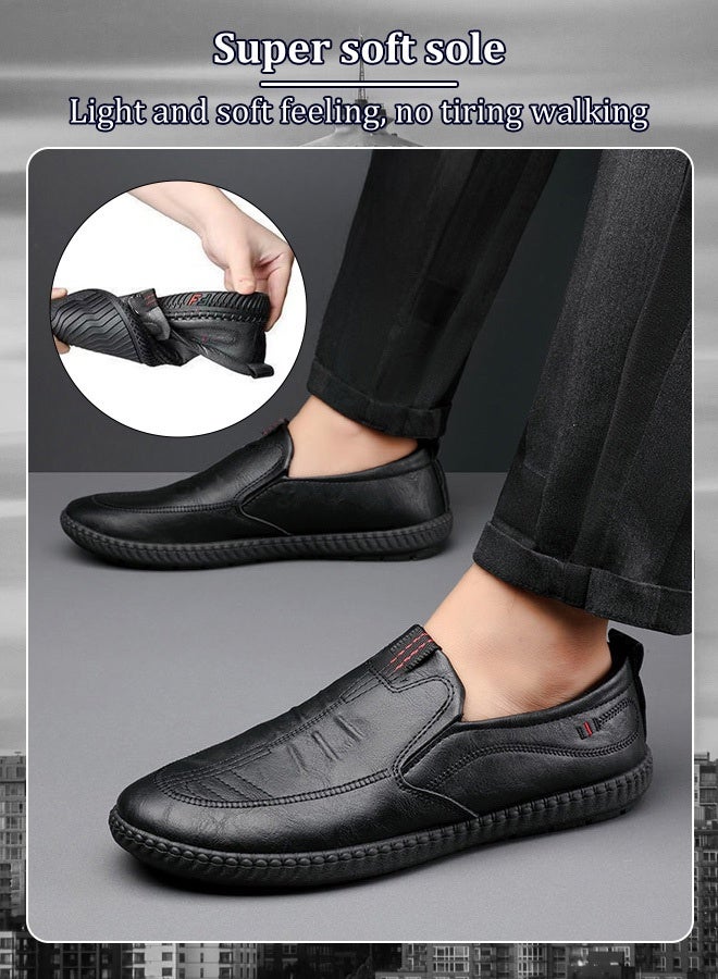 Purely hand-stitched casual leather slip-on men's shoes - Image 3