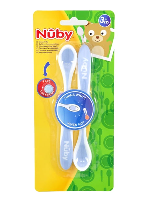 Pack Of 2 Hot Safe Feeding Spoon For Kids And Toddlers - Green, 3M+