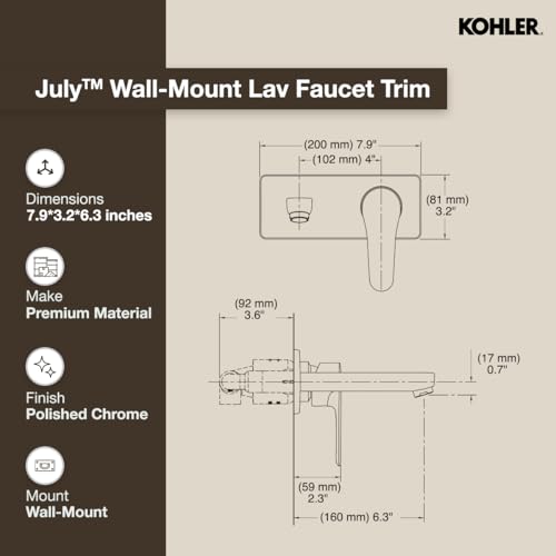 Kohler July Wall-Mount Lav Faucet Trim - Image 5