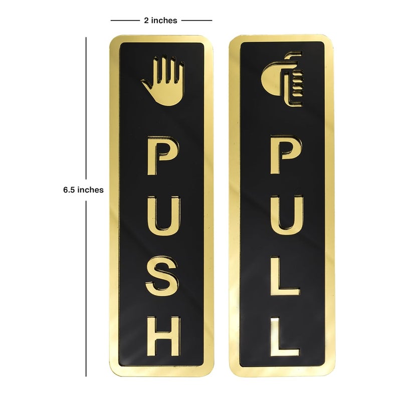 BUZZ COOL Acrylic Gold Push Pull Stickers For Glass, Wooden Door | Self Adhesive Sticker for Door | Push and Pull Signage Stickers for Hospital Malls Office Businesses Cafe (Pack of 2) - Image 3