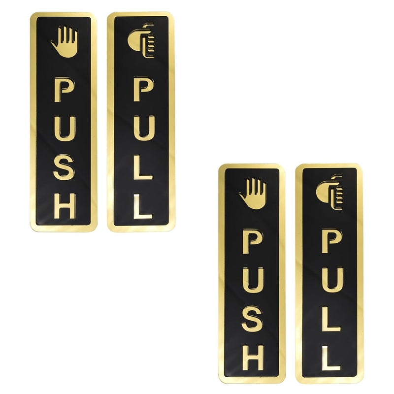 BUZZ COOL Acrylic Gold Push Pull Stickers For Glass, Wooden Door | Self Adhesive Sticker for Door | Push and Pull Signage Stickers for Hospital Malls Office Businesses Cafe (Pack of 2) - Image 1