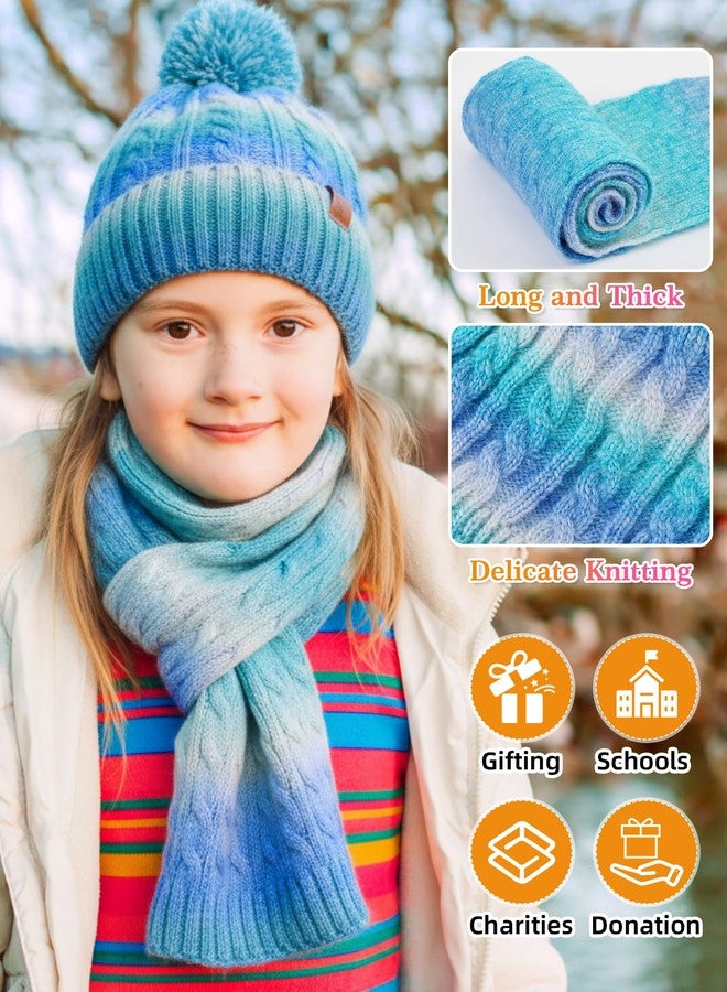 ShinyMatch ShinyMarch Kids Hat Scarf Gloves Winter Set Thick Thermal Lined Beanie with Pom Warm Neck Gaiter Knit Mittens for Boys Girls (9-12 Years) - Image 5