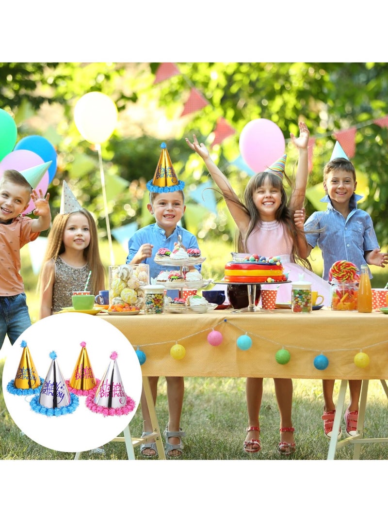 SYOSI 8pcs Birthday Party Cone Hats with Pom Pom Ball - Kids Happy Birthday Caps for Circus Themed Party and Costume Props - Image 5