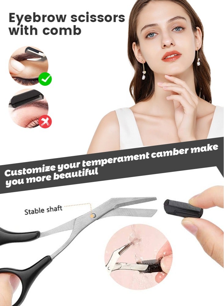 Perfii 5pcs Complete Eyebrows Grooming Set for Beginners with Anti Scratch Ribbed Blades and Safe Trimming Enhance Efficiency for Shaping and Styling - Image 2