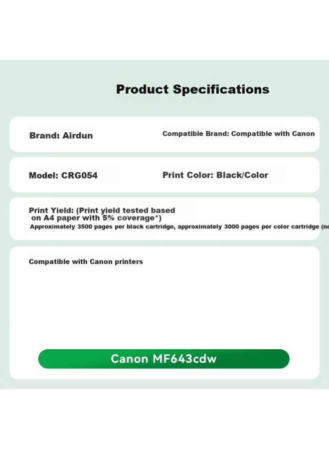 Yatun Arden Compatible Canon Mf643cdw Toner Cartridge Crg054h Black Toner Cartridge For Canon Mf643cdw Printer - Image 1