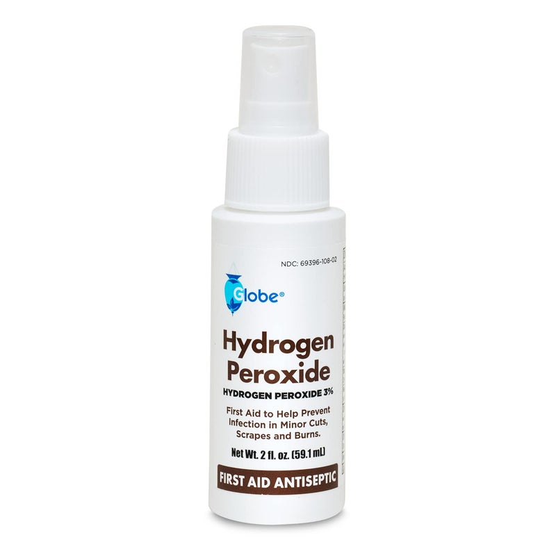 Globe Hydrogen Peroxide 3 First Aid Antiseptic Topical Solution USP Spray Bottle 2 Fl Oz Convenient Pump Spray Bottle - Image 1
