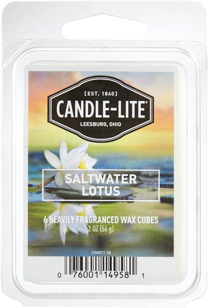 CANDLE-LITE Candle Lite Saltwater Lotus Scented Wax Cubes - 6 Heavily Fragranced Cubes (56g) - Image 1