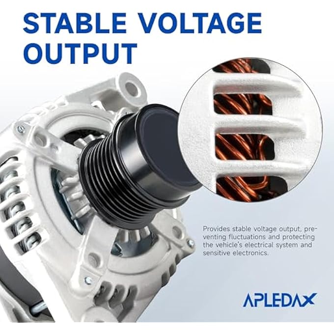 APLEDAX High Output Alternator For/Toyota Highlander 2008-2016 RAV4 Sienna Venza For/Lexus ES350 RX350 V6 3.5L 150Amp 12V CW 7-Groove Pulley 27060-0P240 - Image 2