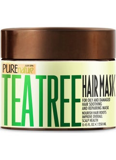 Pure Nature Lux Spa Tea Tree Oil Hair Mask - Conditioner and Deep Moisturizer Treatment for Dry Damaged Hair - With Hydrating Protein for Advanced Repair - Soothing for Itchy Scalps and Dandruff  - Image 1