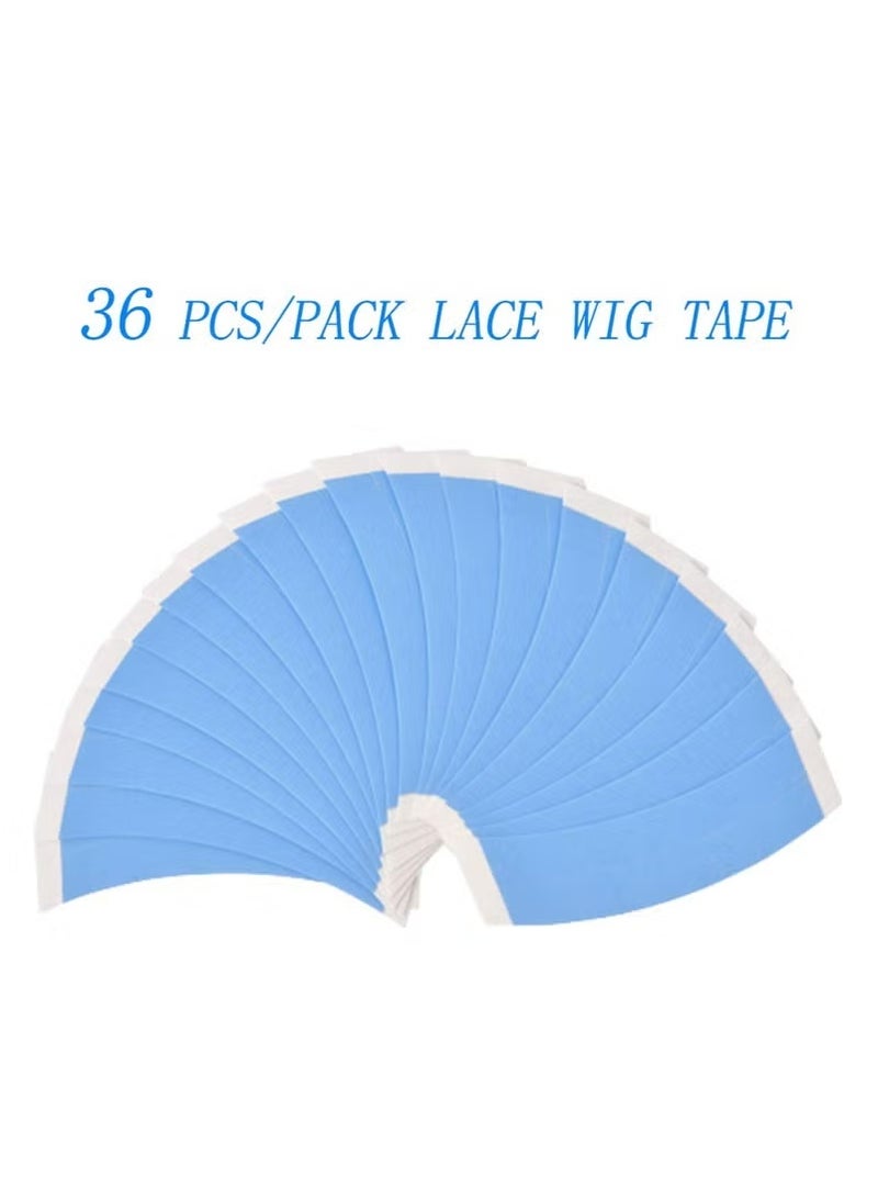 Wig Tape Strips，36 Pieces Water-Proof Strong Adhesive Double Sided Lace Wigs Tape (Blue Color (1/4)) - Image 2