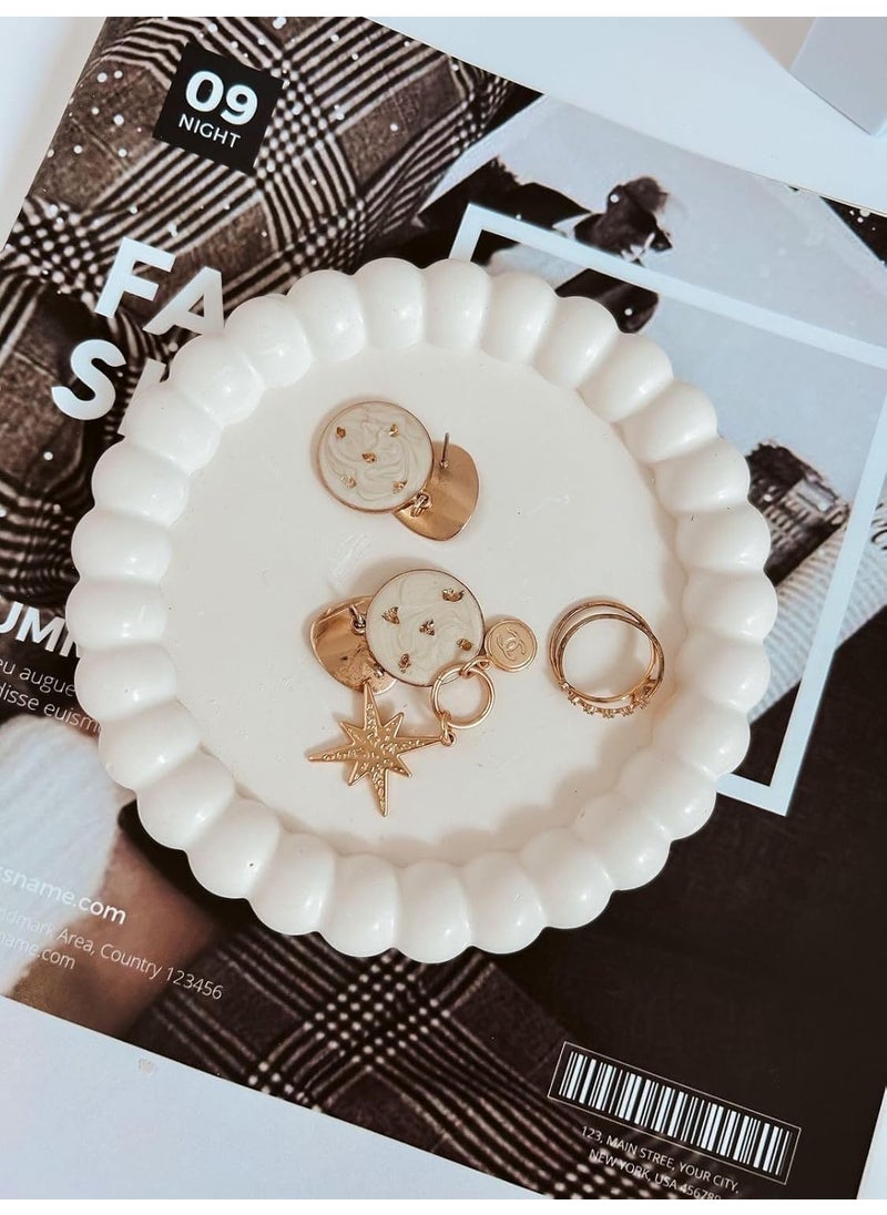 TREETRUNK TREETRUNK Small Bubble Tray Cement Tray Aesthetic Tray Minimalist Decor Trinket Tray Modern Home Decor New Home Gift Multipurpose 143143cm Off White  - Image 3