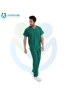 ACNORIA CARE Men's Medical Scrubs Consisting Of Two Pieces Top And Pants 25% Viscose 75% Polyester Green Color - Size M - From Acnoria Care  - Image 2