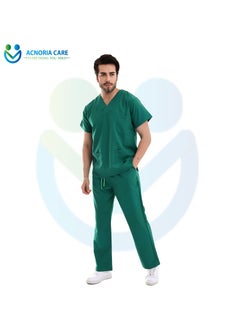 ACNORIA CARE Men's Medical Scrubs Consisting Of Two Pieces Top And Pants 25% Viscose 75% Polyester Green Color - Size M - From Acnoria Care  - Image 1