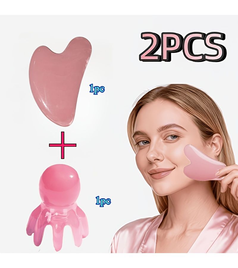 1 Set Facial Massage Board And Scalp Massager Octopus Scalp Massager Heart Shaped Gua Sha Facial Tool Smooth Gua Sha Board Massage Tool For Couples Facial Body Gua Sha Relaxation Care Valentine Day Mother Day 520 - Image 2