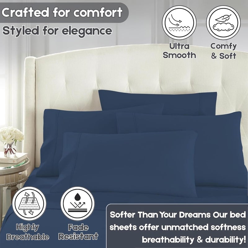 FOAM CRAFT Luxury Quality 6 Piece Bed Sheet Set - Navy - Image 5