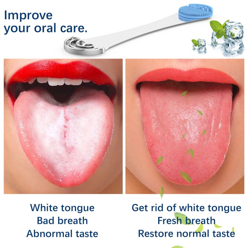 Moosec 2PCS Tongue Scrapers, Reduce Bad Breath Tongue Cleaner, BPA Free, Get Rid of White Tongue, Dentist Rcommends Tongue Brushes - Image 2