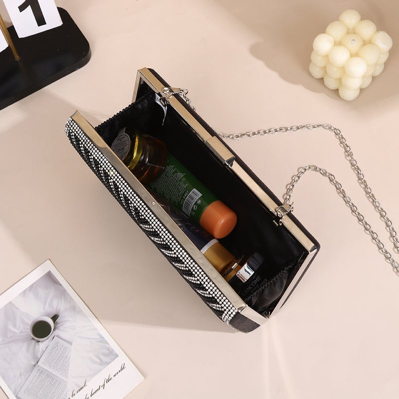 New Fashion High-End Evening Bag Bright Flash Diamond Clutch Pure Handmade Rhinestone Light Luxury Crossbody Bag - Image 4