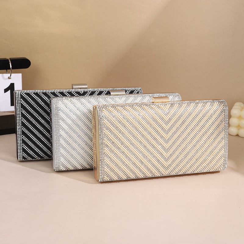 New Fashion High-End Evening Bag Bright Flash Diamond Clutch Pure Handmade Rhinestone Light Luxury Crossbody Bag - Image 2
