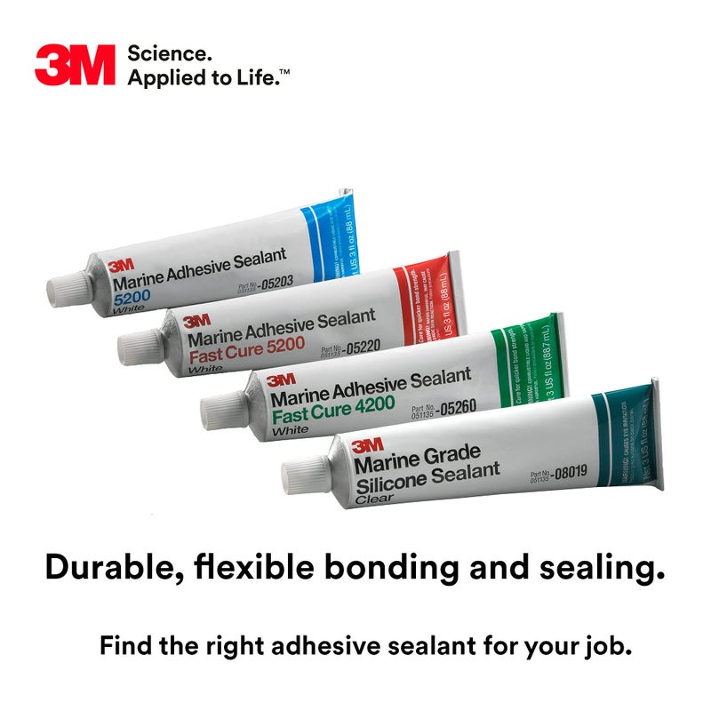 3M TALC Marine Adhesive Sealant Fast Cure 4200 (05260) â€“ Semi-Permanent Flexible Adhesive Sealant for Boats and Marine Applications â€“ White â€“ 3 Ounces - Image 5