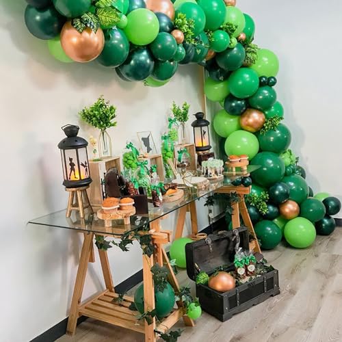 Zesliwy Green Latex Party Balloons, 100pcs 12 inch Dark Green Balloons And Light Green Balloons with Green Ribbon for Jungle Safari Theme Birthday Party St. Patrick's Day Party - Image 5