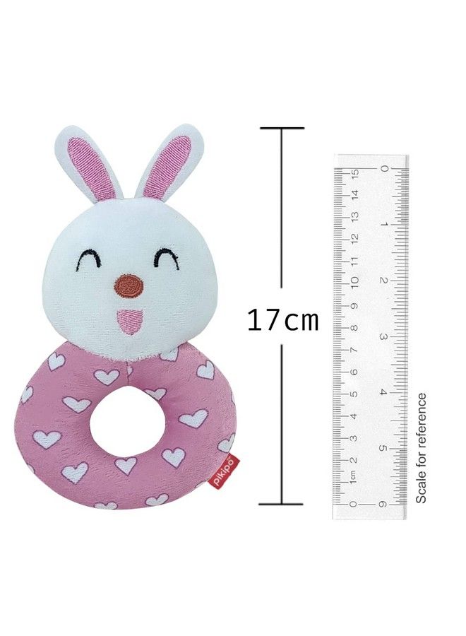 Pikipo Bunny Face Rattle Soft Toy With Round Handle (Pink) - Image 3