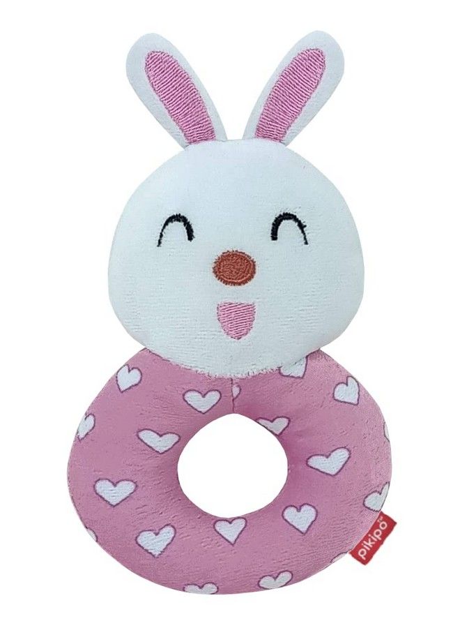 Pikipo Bunny Face Rattle Soft Toy With Round Handle (Pink) - Image 1